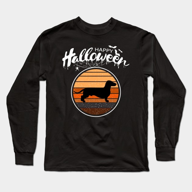 Funny Happy Halloween Beautiful Dachshund Men Women Kid Gift Long Sleeve T-Shirt by mlleradrian